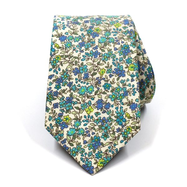 Floral Aqua Sea Blossoms Tie Traditional Width