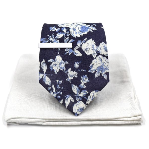 Floral Navy Buds Tie Set Traditional