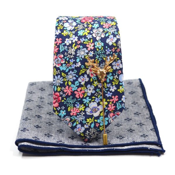 Floral Navy Tie Set