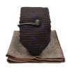 Knitted Point Polka Dot Brown Tie Set