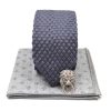 Knitted Point Silver Tie Set