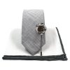 Linen Grey Wedding Tie Set Skinny