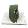 Linen Sage Green Wedding Tie Set Skinny