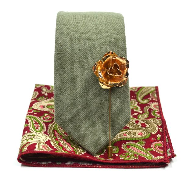 Linen Sage Green Tie Set