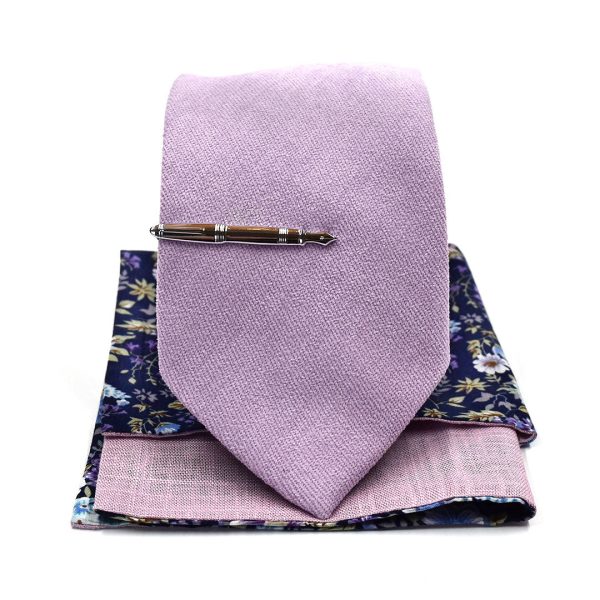 Microsuede Lavender Tie Set Traditional