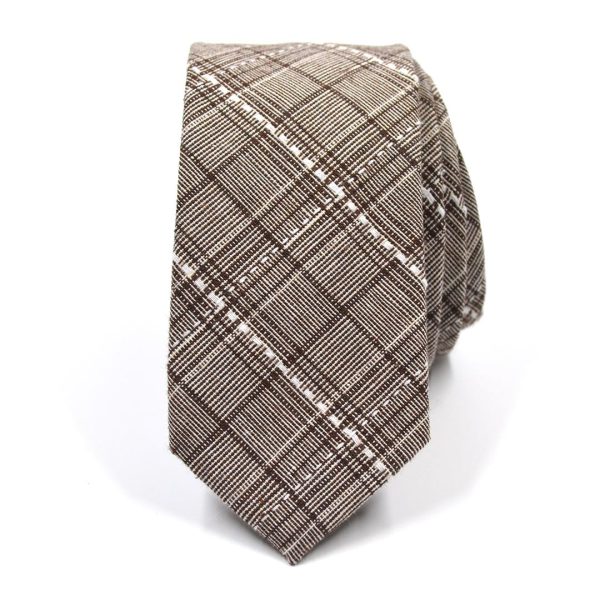 Plaid Stitches Brown Tie