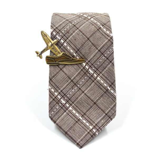 Plaid Stitches Brown Tie Set