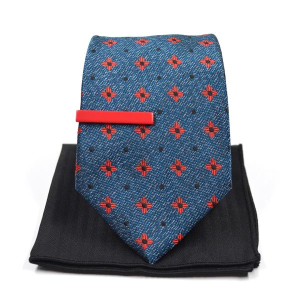 Polka Dot Jacquard Blue Tie Set