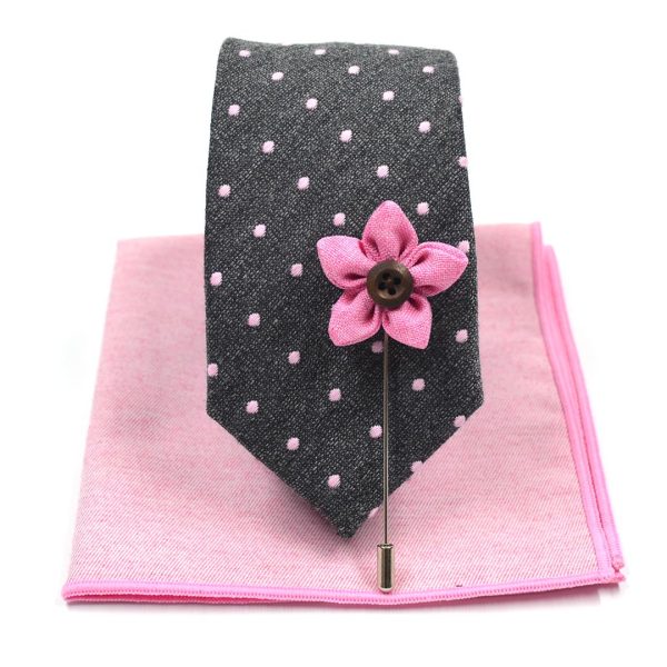 Polka Dot Dark Grey Tie Set