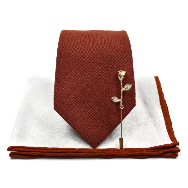 Solid Cinnamon Wedding Tie Set Traditional