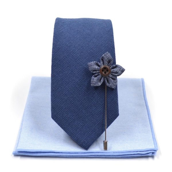 Solid Marine Navy Tie Set