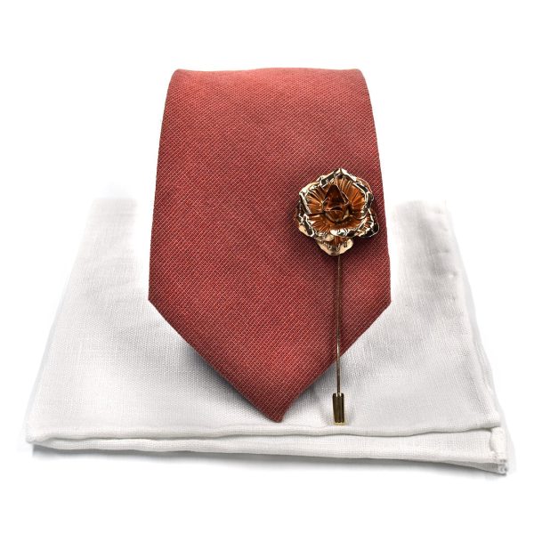 Solid Rust Wedding Tie Set Traditional