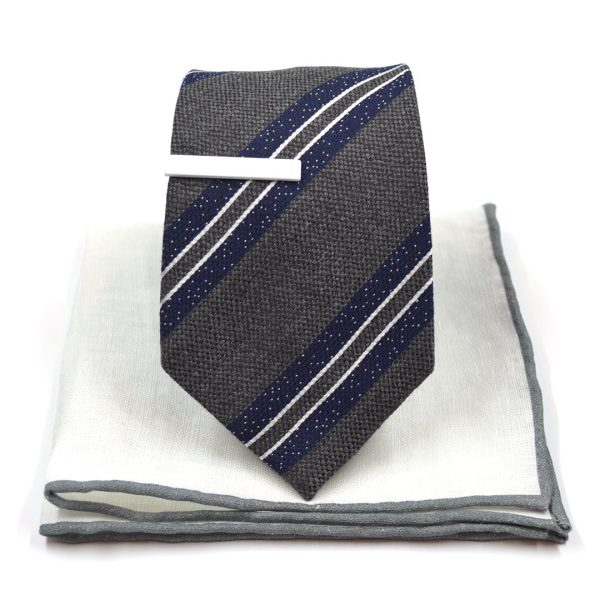 Striped Downtown Grey Tie Set