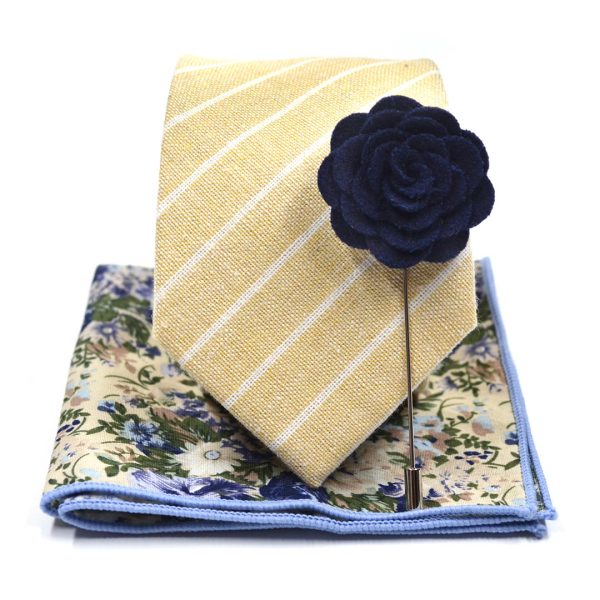 Striped Linen Canary Tie Set