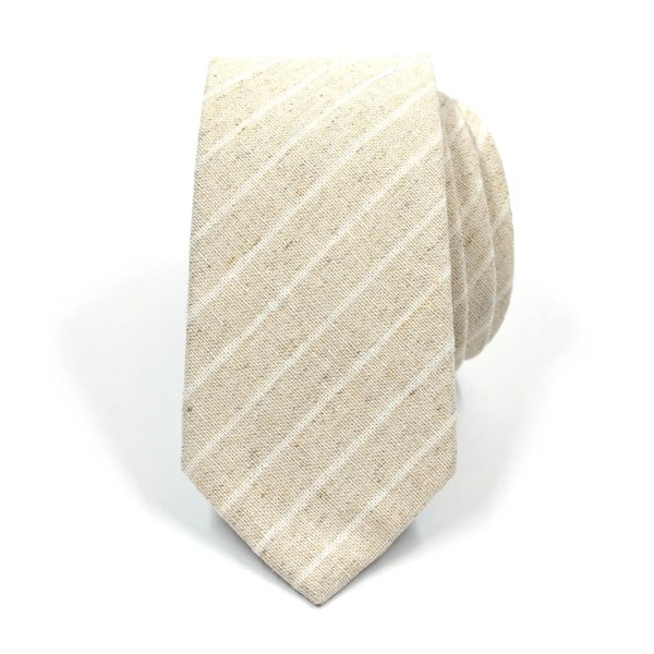 Striped Linen Champagne Tie